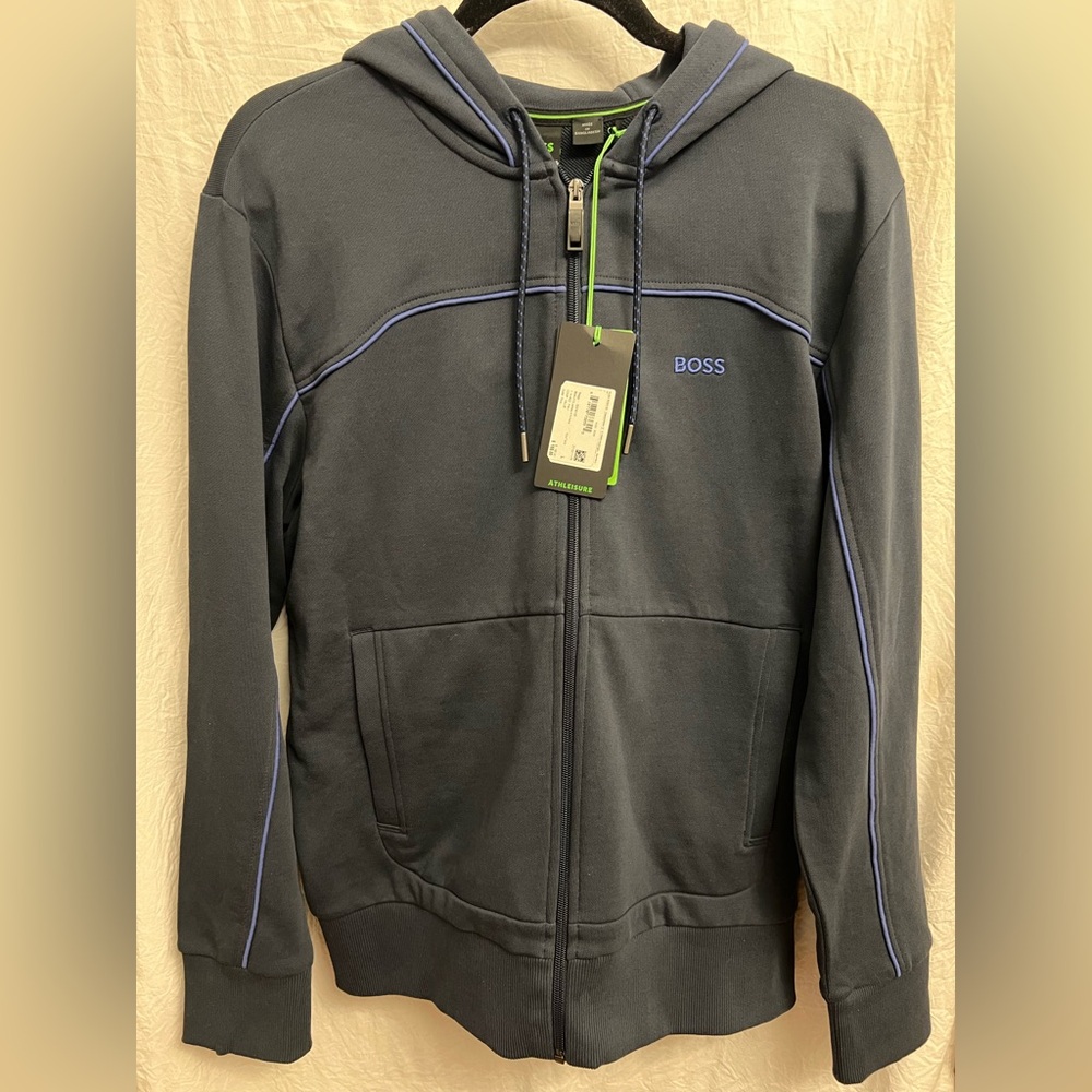 Boss Charcoal Hoodie with Blue Detailing